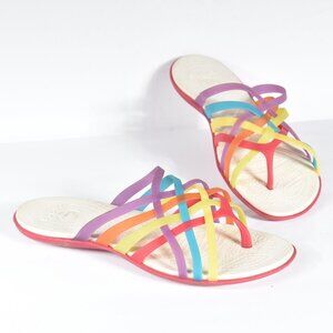 Crocs Huarache Multi-Color Strappy Thong Sandal Size 8/9 MISMATCHED